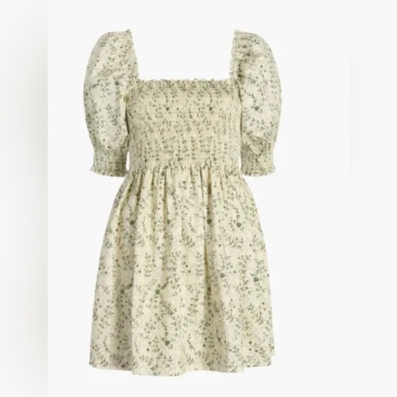 Dashing  SMOCKED DRESS Yellow White Balloon Sleeves Lined Summer Women Dress 3X - Picture 1 of 14